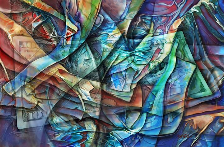 pintura dinheiro cedula dolar